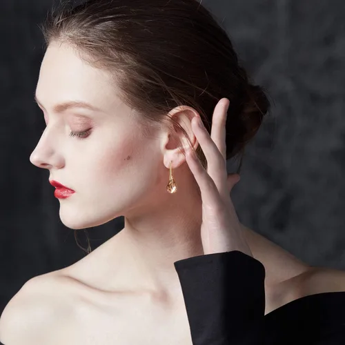 Miniatura 5 de Pendientes de lágrima de cristal de plata de ley S925, aretes colgantes chapados en oro para mujer