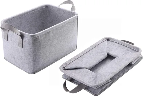 Miniatura 6 de Minoisome - Cestas de almacenamiento plegables de fieltro con asas de metal para juguetes, habitación de niños, ropa, toallas y revistas, cajas