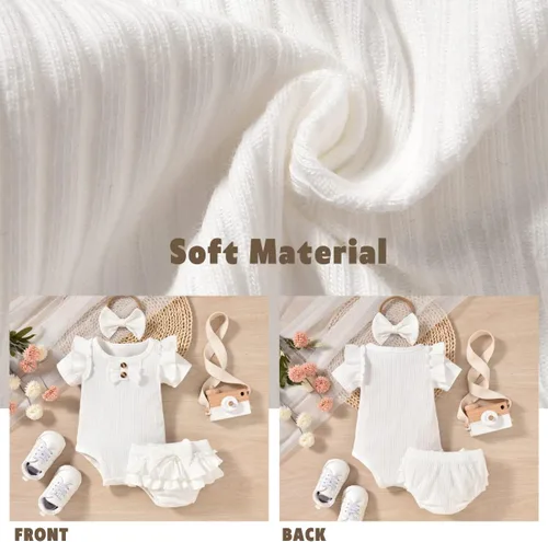 Miniatura 33 de Aalizzwell Body de manga corta para bebé niña con pantalones cortos acanalados
