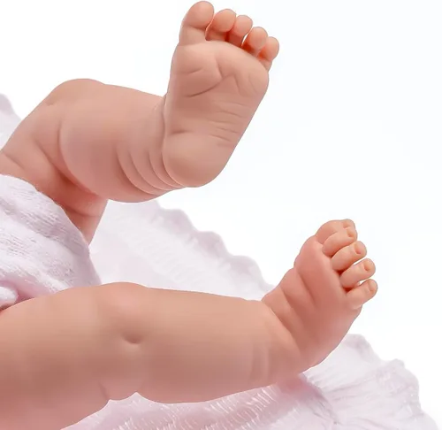 Miniatura 8 de Muñeca bebé "Real Girl" de 15" Anatómicamente correcta JC Toys - La recién nacida Fabricada en España Traje de punto rosa y accesorios