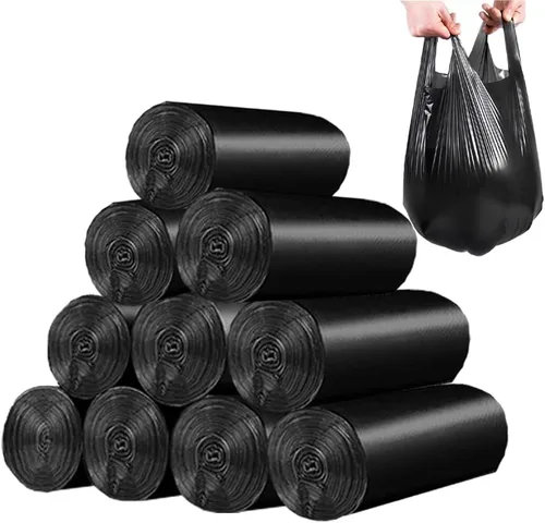 Bolsa de basura de 4 galones, pequeñas bolsas de basura negras de 200 unidades, bolsas de basura gruesas para baño, bolsas de basura pequeñas con