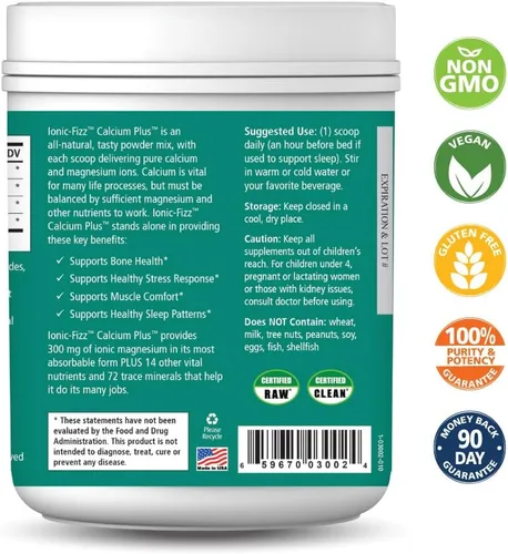 Miniatura 2 de Pure Essence - Calcio iónico Fizz Plus - Relación perfecta de calcio/magnesio con huesos fuertes de vitamina A, B, C, D y potasio, naranja vainilla