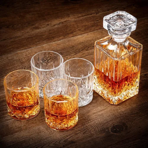 Miniatura 5 de LIGHTEN LIFE Juego de decantador de whisky de cristal para hombre, caja de regalo con vasos, vidrio sin plomo para bourbon y licor, perfecto