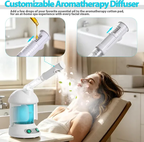 Miniatura 2 de Vaporizador facial para limpieza profunda, máquina de vapor 2 en 1 para uso doméstico natural, acondicionador profundo de cabello negro, vaporizador