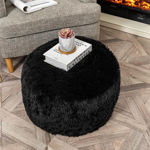 Miniatura 5 de Asuprui Puf otomano para el suelo, reposapiés otomano, sin relleno, 20 x 20 x 12 pulgadas, asiento redondo, puf, silla plegable, almacenamiento