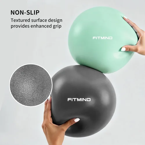 Miniatura 4 de FITMIND_Pelota de Pilates de 10 Pulgadas Antiestrés y Antideslizante Mini Bola de Yoga para Fitness, Entrenamiento del Núcleo, Terapia Física, Verde