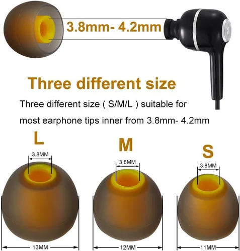 Miniatura 3 de Brandless Reemplazo de puntas de auriculares (18 piezas, 9 pares S/M/L) gris/amarillo