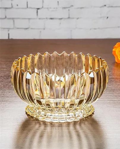 Miniatura 3 de Plato de caramelos de cristal con cubierta, cuenco de caramelos de cristal, plato de frutas, cuenco decorativo (ámbar)