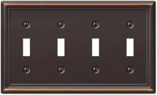 Miniatura 20 de Amerelle 149R4DB - Placa de pared Chelsea, 4 interruptores de palanca, acero, bronce envejecido, paquete de 1