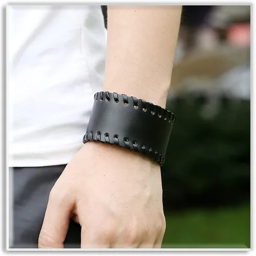 Miniatura 2 de Xusamss Pulsera de cuero punk, pulsera ajustable a presión