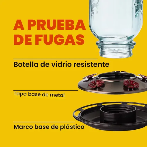 Miniatura 8 de More Birds - Comedero para colibríes de frasco Mason, comederos de vidrio para colibríes para exteriores, 5 estaciones de alimentación, 25 onzas