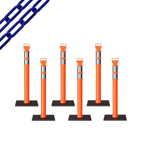 Miniatura 38 de Trafford Industrial - Paquete de 6 postes de delineador de 45 pulgadas, collares reflectantes de 3 pulgadas, base de goma de 10 libras