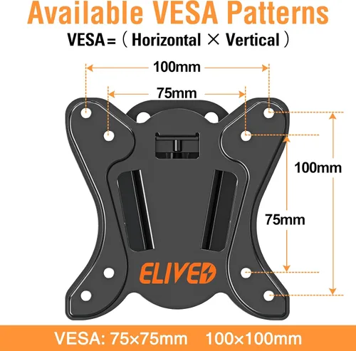 Miniatura 5 de ELIVED Soporte de pared para TV pequeño con giro de inclinación ajustable para la mayoría de televisores LED LCD OLED OLED de 13 a 30 pulgadas