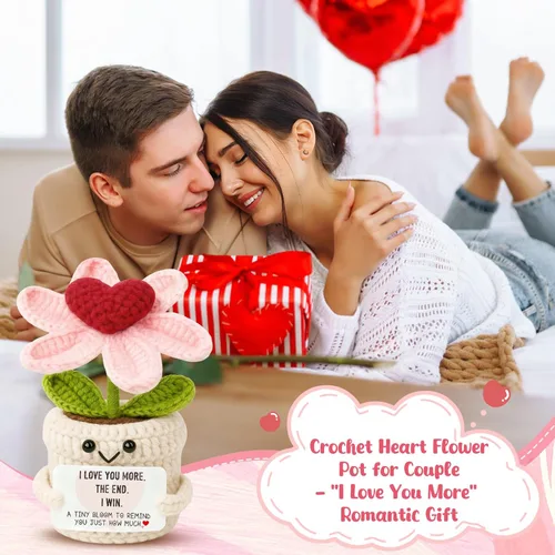 Miniatura 6 de Regalos de aniversario para mujeres, hombres, novios, novias, I Love You More Crochet Flower Parejas Regalo para él, esposa, marido, romántico, Love1