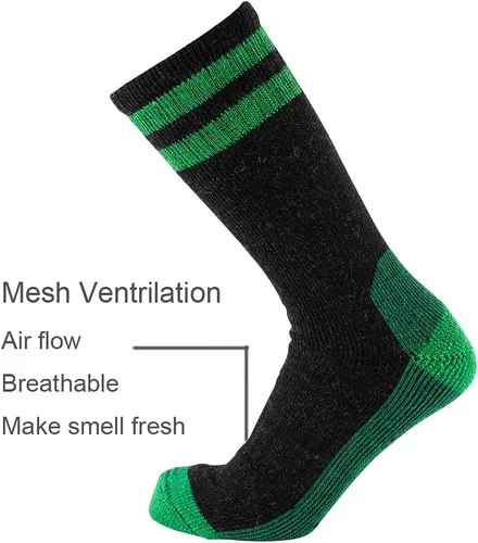 Miniatura 4 de Cerebro Calcetines de lana merino para hombre, calcetines acolchados a media pantorrilla que absorben la humedad, calcetines de senderismo