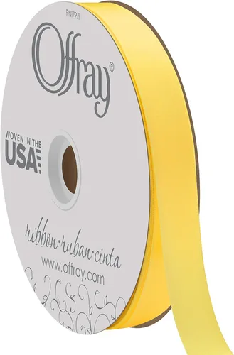 Miniatura 27 de Offray Cinta doble faz de satén, carrete de 7/8 pulgadas de ancho x 20 yardas, color blanco envejecido