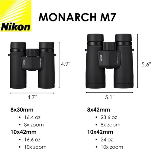 Miniatura 2 de Nikon Monarch M7 - Paquete de prismáticos negros de 8 x 30 (16763) con bolígrafo de lente y paño de limpieza, binoculares compactos para adultos