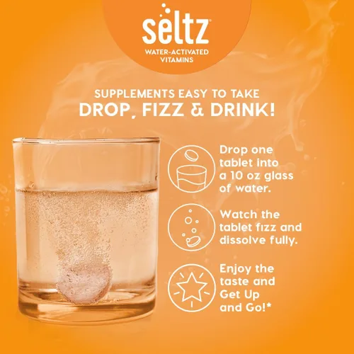 Miniatura 5 de Seltz Tabletas multivitamínicas para bebidas con luteína, antioxidante diario efervescente y apoyo para la salud ocular, levántate y listo, sabor