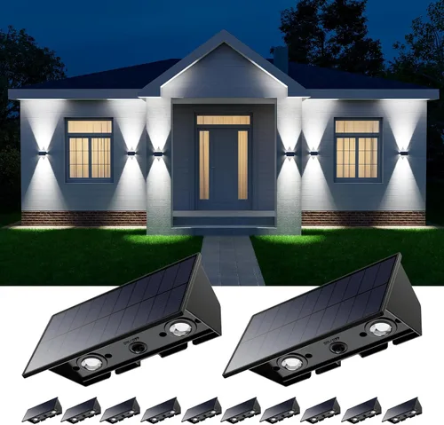 Miniatura 12 de 4 Pack Solar Powered Wall Lights for Outside Up and Down Fence Mount LED Outdoor Decorative Waterproof Lamps for Porch, Deck, Patio, Yard, Garden, 4