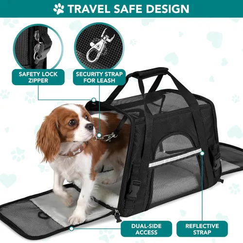 Miniatura 4 de PetAmi Transportador de mascotas aprobado por aerolíneas para gatos, transportador de perros de lados suaves para perros pequeños, suministros