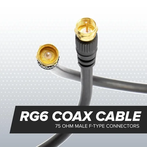 Miniatura 2 de THE CIMPLE CO Cable coaxial RG6 de 6 pies con conectores macho tipo F dorados – Coaxial de interior/exterior para televisión por cable, satélite