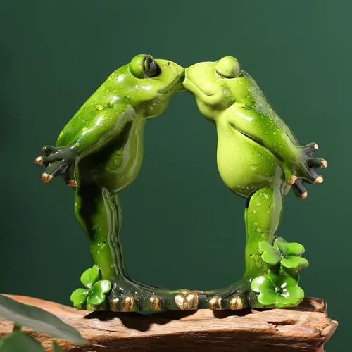 Figuras de rana de 4.4 pulgadas, estatuas de rana de resina, adorable escultura de rana perfecta para decoración del hogar
