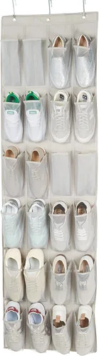 Miniatura 3 de Amazon Basics - Organizador de zapatos de tamaño mediano para colgar sobre la puerta de 24 bolsillos Sobre la puerta