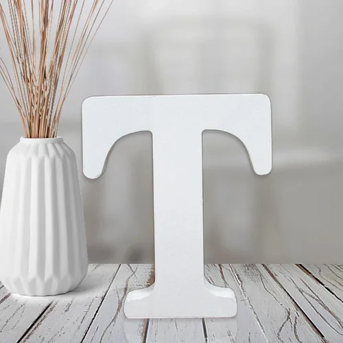Miniatura 19 de AOCEAN Letras de madera blanca de 4 pulgadas sin terminar para decoración de pared, letras decorativas de pie en rodajas, decoración de tablero
