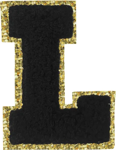 Miniatura 128 de Parches de letras termo-adhesivas de felpilla para chaquetas, parches de letras universitarias con brillantina para planchar en la letra azul A
