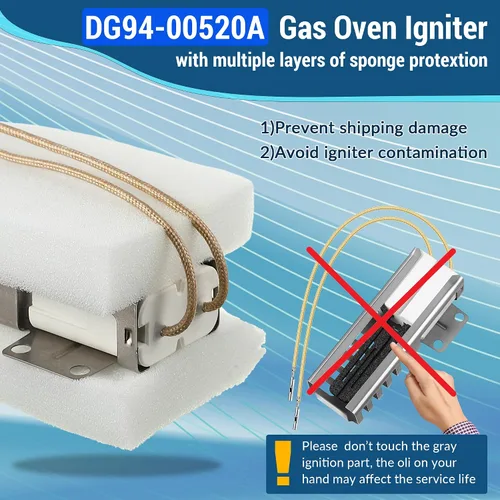 Miniatura 6 de Dreyoo Paquete de 1 encendedor de horno de gas compatible con horno de cocina de gas DG94-00520A, enchufe de conector de encendido de hornos planos