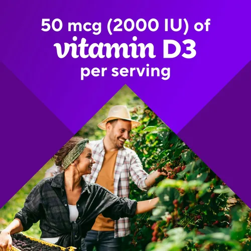 Miniatura 5 de Vitafusion Gomitas de Vitamina D3, Apoyo Óseo e Inmune, Sabor Melocotón, Zarzamora y Fresa, Suplemento de Vitamina D3 en Gomitas de 50 mcg