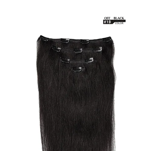 Miniatura 2 de Extensiones de cabello humano Remy de 12 pulgadas con clip para mujer, extensiones de cabello sedoso, liso, corto, 1.76 onzas, 4 piezas, color negro