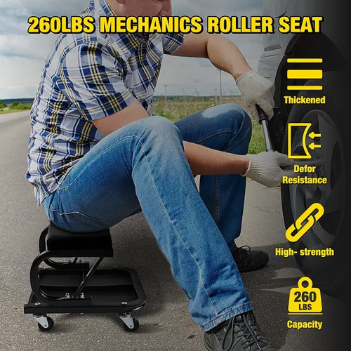 Miniatura 6 de Nilight - Asiento rodante tipo enredadera para garaje/taller, taburete mecánico acolchado con capacidad de 250 libras y almacenamiento