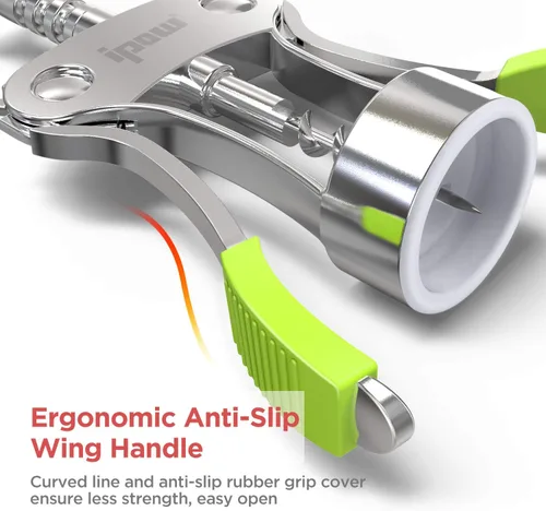 Miniatura 5 de IPOW Abridor de vino, abridor de botellas de vino de aleación de zinc, sacacorchos de ala resistente, tornillo de corcho multifuncional manual