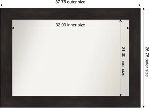 Miniatura 3 de Amanti Art Espejo de baño marrón para sobre el fregadero, 27 x 38 pulgadas, espejo de tocador rectangular para muebles de color espresso, marco