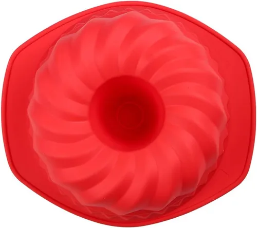 Miniatura 6 de Webake Molde de silicona acanalada Pan antiadherente Kugelhopf Cake Molde de silicona de 9 pulgadas para horno - rojo