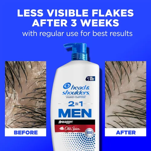 Miniatura 5 de Head & Shoulders Champú y acondicionador anticaspa para hombre con 1% de piritiona de zinc, Old Spice Swagger Paquete individual 2 en 1 para hombre