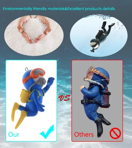 Miniatura 3 de Paquete de 2 Decoraciones Lindas de Buceador Pequeño para Acuario, Decoración de Acuario, Accesorios Flotantes para Acuario, Juguete para Peces