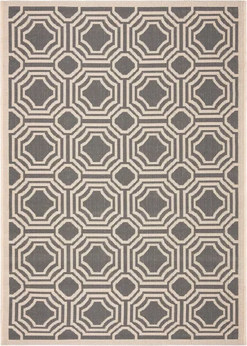 Miniatura 11 de SAFAVIEH Alfombra lavable para exteriores, colección Patio de 2.3 x 6.7 pies, beige y azul marino, no desprende pelusa y es fácil de limpiar, ideal