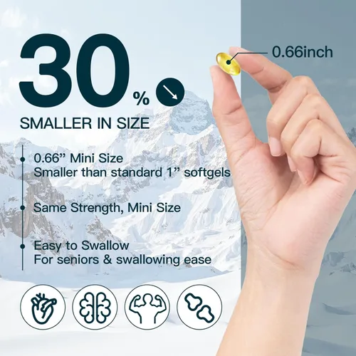 Miniatura 3 de NATURE TARGET Aceite de pescado Mini 1400 mg, suplemento Omega 3 de alta potencia con vitaminas A y D3 y E, apoya el corazón, el cerebro