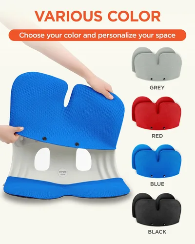 Miniatura 4 de curble Grand Cover, funda desmontable para silla de adulto, soporte ergonómico para respaldo de silla y soporte lumbar (azul)
