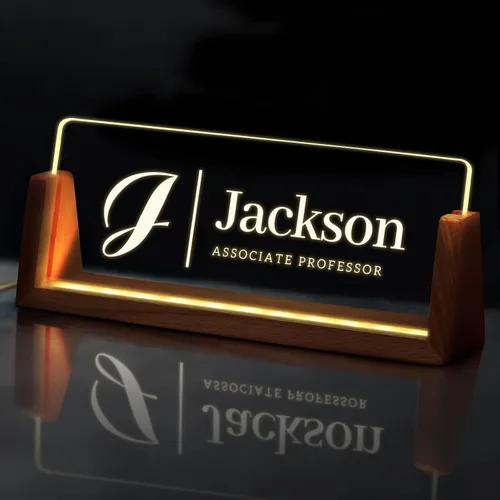 Miniatura 16 de Placa de nombre personalizada con luz para escritorio, placa de nombre personalizada para escritorio con logotipo, regalo de apreciación
