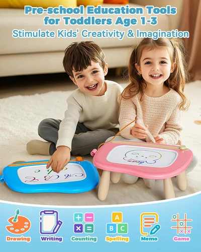 Miniatura 5 de KOKODI Pizarra de Dibujo Magnética, Juguetes para Niñas de 1-2 Años, Gran Pizarra de Garabatos para Aprender y Educar, Juguetes para Bebés y Niños