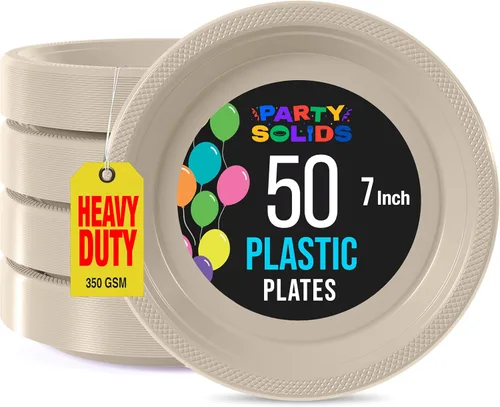 Miniatura 39 de Exquisite Party Solids - Platos de plástico naranja para suministros de fiesta, platos desechables de 10 pulgadas, 50 piezas, juego de vajilla