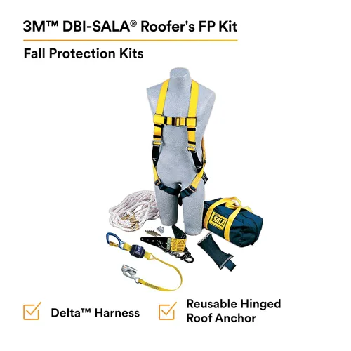 Miniatura 2 de 3M DBI-SALA 2104168 Kit de anclaje de techo, con anclaje de techo, ajustador de cuerda W/Lanyard, arnés, línea de vida de 50 pies, contrapeso