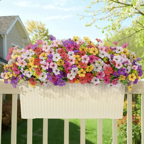 Miniatura 4 de Lifewit Flores artificiales para interiores y exteriores, 24 paquetes de flores falsas de plástico con hojas de eucalipto para decoración del jardín