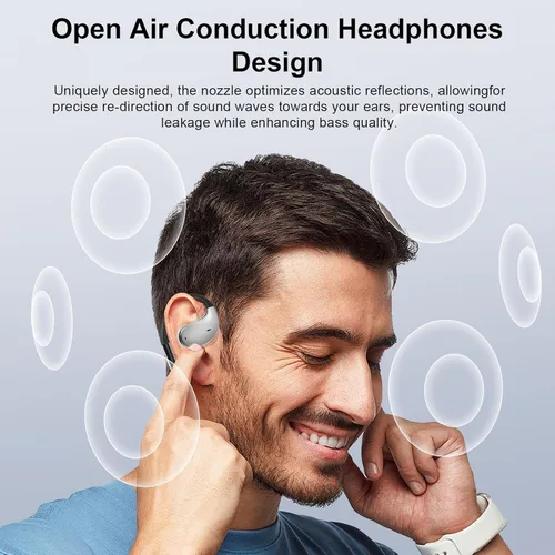 Miniatura 5 de Auriculares de conducción ósea de oído abierto, auriculares sobre la oreja con gancho ergonómico para la oreja, auriculares Bluetooth 5.4 con Negro