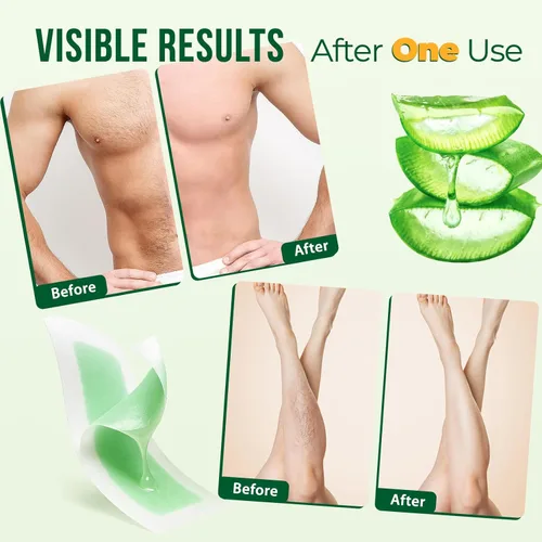 Miniatura 4 de Kit de tiras de cera para depilación: 60 piezas, 40 tiras de cera para el cuerpo y 20 tiras de depilación facial para cara, cejas, brazos, piernas