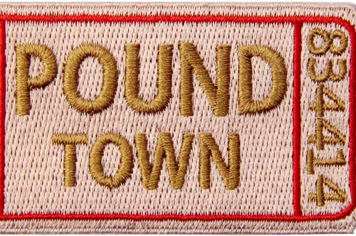 Miniatura 2 de Boleto para Pound Town Parche Bordado Divertido Biker Moral Apliques Hierro Sobre Coser Emblema