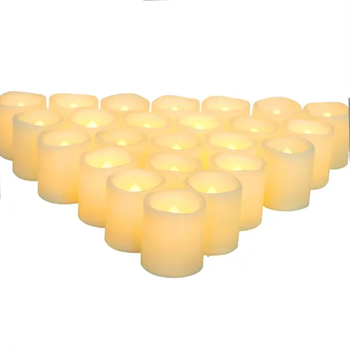 Miniatura 13 de CANDLE CHOICE Velas votivas sin llama que funcionan con pilas, luces LED eléctricas parpadeantes de plástico blanco falsas, velas de té altas a